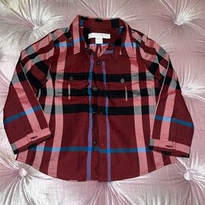 Burberry plaid shirt. Brand new. Never worn. Size 12 mos.